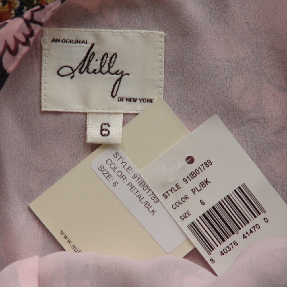 MILLY ROSE/BLACK ROSETTE COMBO DRESS - US 6 - Picture 6 of 6